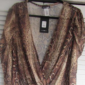 NWT Fashion Nova 2x Snake Print sheer top